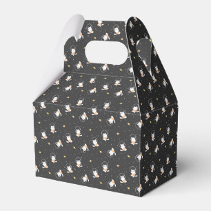 Cute astronaut cat pattern with black background favour box
