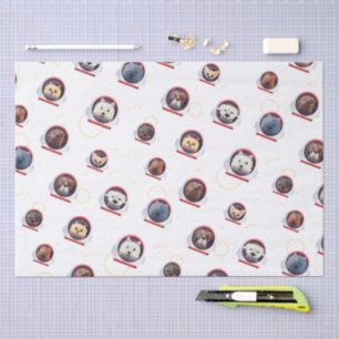 Cute Astronaut Dogs Space Explorer Pattern Tissue Paper