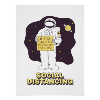 Cute Astronaut Drawing | Funny Space Cartoon Art Poster