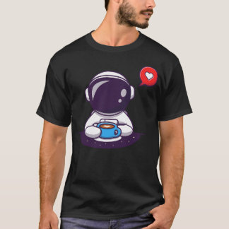 Cute Astronaut Drinking Coffee T-Shirt
