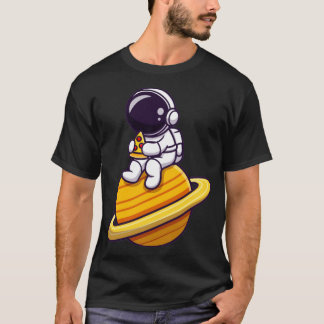 Cute Astronaut Eating Pizza On The Planet T-Shirt