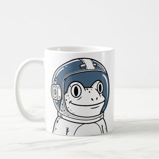Cute Astronaut Frog Space Adventure  Coffee Mug (Left)