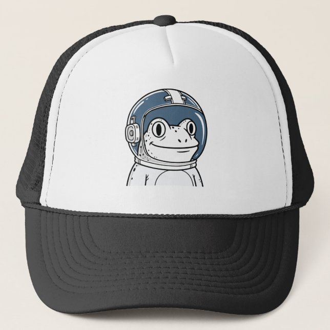 Cute Astronaut Frog Space Adventure  Trucker Hat (Front)