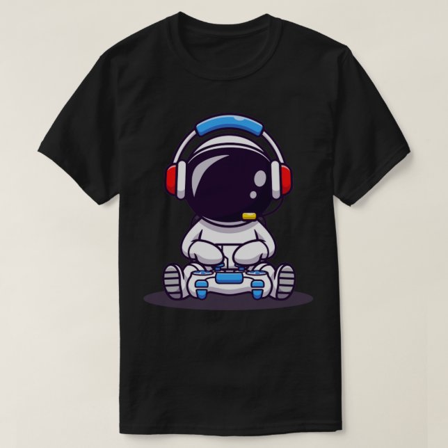 Cute Astronaut Gaming T-Shirt (Design Front)