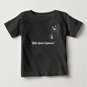 Cute Astronaut in Pocket with Floating Planets  Baby T-Shirt