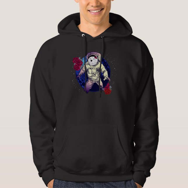 Cute Astronaut Labrador Retriever Roses Perfect Ab Hoodie (Front)