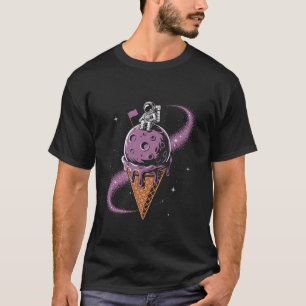 Cute Astronaut Moon Landing Galaxy Ice Cream Wafer T-Shirt