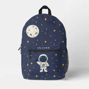 Cute Astronaut Moon Stars Space Kids Printed Backpack
