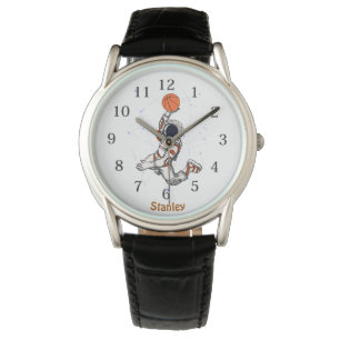 Cute Astronaut Outer Space Galaxy Basketball Stars Watch