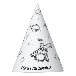 Cute Astronaut Outer Space Theme Kids Birthday Party Hat