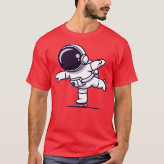 Cute Astronaut Playing Ice Skating T-Shirt