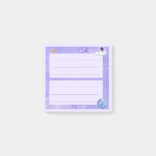 Cute Astronaut Purple Galaxy Memo Pad Two Sections Post-it Notes