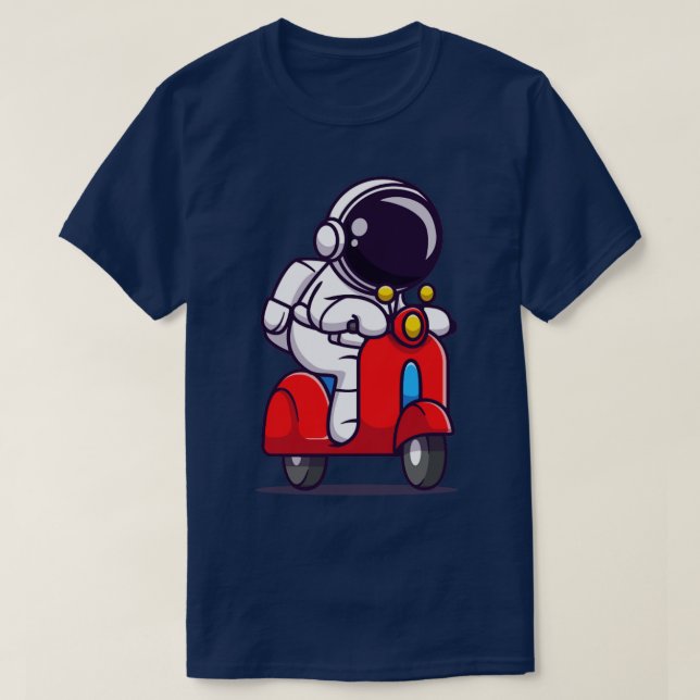 Cute Astronaut Riding Scooter T-Shirt (Design Front)
