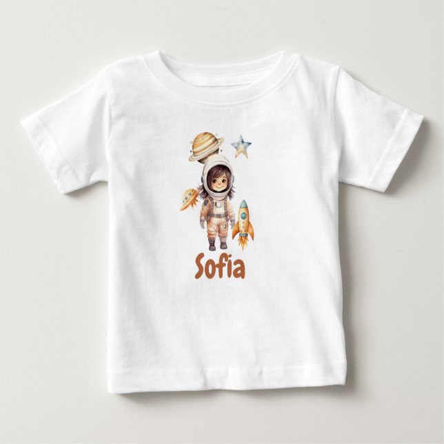 Cute astronaut Space Adventure personalised  Baby T-Shirt (Front)