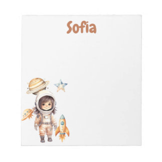 Cute astronaut Space Adventure personalised Notepad