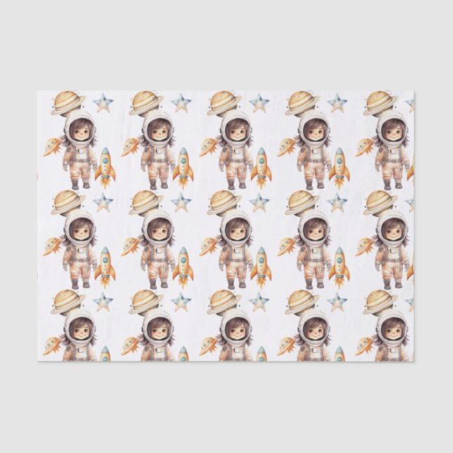 Cute astronaut Space Adventure Tissue Paper (Front)