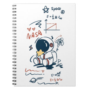 Cute Astronaut Space Cartoon Spiral Notebook
