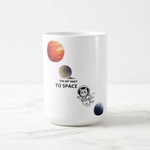Cute Astronaut Space Cat Floating in Galaxy with P Coffee Mug