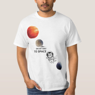 Cute Astronaut Space Cat Floating in Galaxy with P T-Shirt