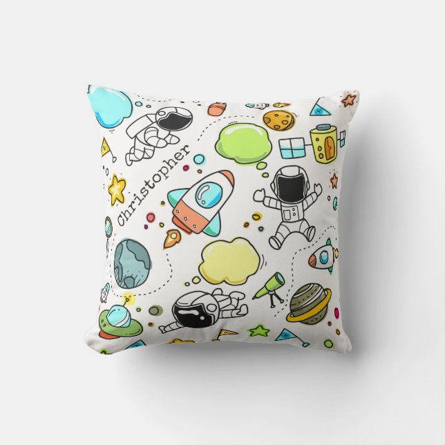 Cute Astronaut Space Planets Custom Cushion (Front)