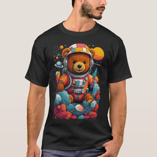 Cute Astronaut Teddy Bear T-Shirt (Front)
