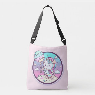 Cute Astronaut with Ice Cream Baloon on the Moon Crossbody Bag
