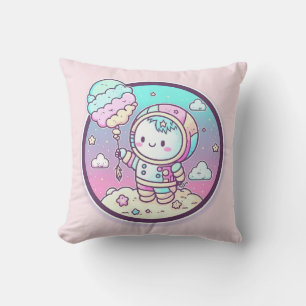 Cute Astronaut with Ice Cream Baloon on the Moon   Cushion