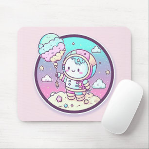 Cute Astronaut with Ice Cream Baloon on the Moon   Mouse Pad