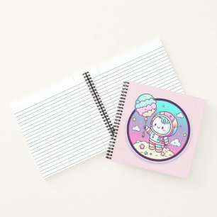 Cute Astronaut with Ice Cream Baloon on the Moon   Notebook