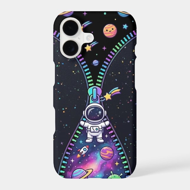 Cute Astronaut Zipper Galaxy Space Cartoon Adventu (Back)