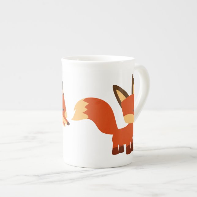 Cute Astute Cartoon Fox Bone China Mug (Front Right)