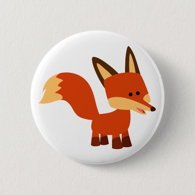 Cute Astute Cartoon Fox Button Badge (Front)