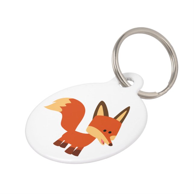 Cute Astute Cartoon Fox Pet Tag (Side)