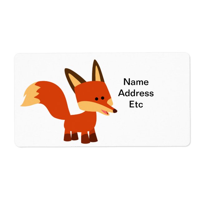 Cute Astute Cartoon Fox Shipping Label (Front)