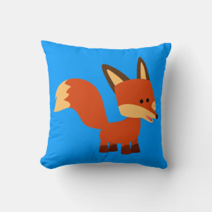 Cute Astute Cartoon Fox Throw Pillow
