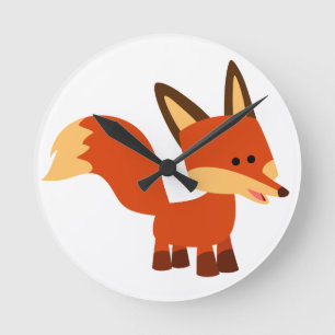 Cute Astute Cartoon Fox Wall Clock