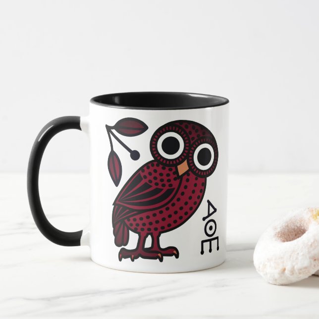 Cute Athenian Owl Coin Ancient Greek Mug (With Donut)