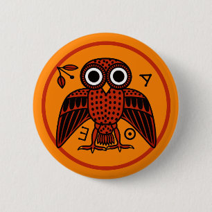 Cute Athenian Owl from Ancient Greece 6 Cm Round Badge