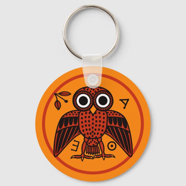Cute Athenian Owl from Ancient Greece Key Ring (Front)