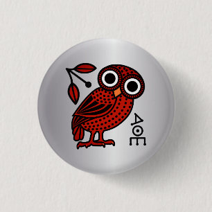 Cute Athenian Owl Tetradrachm Coin Ancient Greek 3 Cm Round Badge
