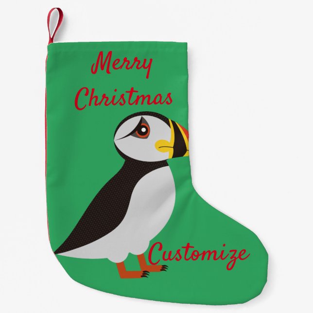 Cute Atlantic puffin design Thunder_Cove  Small Christmas Stocking (Front)