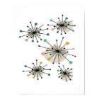 Cute Atomic Starburst Retro Mid Century Modern