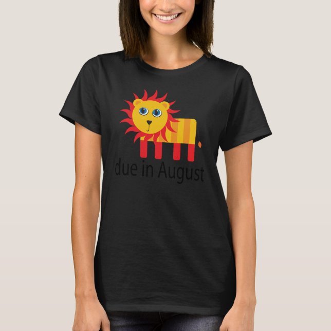 Cute August Lion Due Date Maternity T-Shirt (Front)