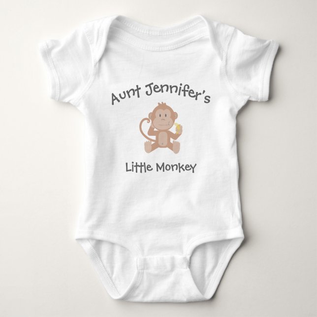 Cute Aunt Newborn Niece Nephew Monkey Cartoon Baby Baby Bodysuit (Front)
