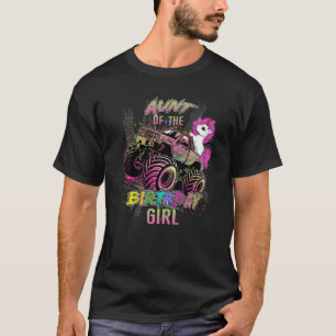 Cute Aunt Of A Monster Truck Girl Birthday Girl Un T-Shirt