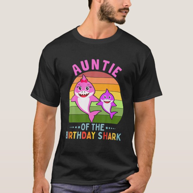Cute Auntie Of The Shark Birthday Auntie Matching T-Shirt (Front)