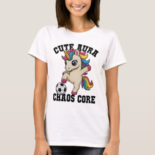 Cute Aura Soccer Unicorn Chaos Core Just Girl Who T-Shirt