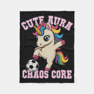 Cute Aura Unicorn Just Girl Who Loves Soccer Chaos Fleece Blanket