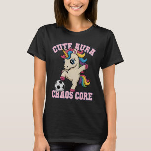 Cute Aura Unicorn Just Girl Who Loves Soccer Chaos T-Shirt
