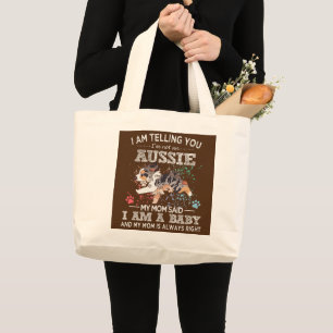 Cute Aussie Mum Puppy Australian Shepherd Dog Large Tote Bag